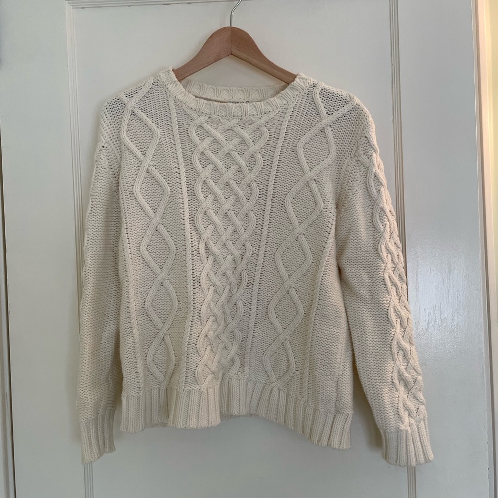 Cozy Cream Crew Cuts Cable Knit Sweater